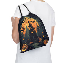 DistinctInk Drawstring Bag / Backpack with Spooky Trick or Treating Design for Halloween