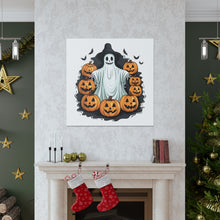 DistinctInk Canvas Wall Art with Ghost Skeleton Pumpkins Pattern for Halloween