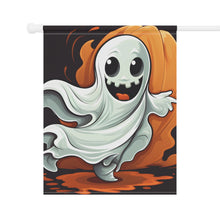 DistinctInk Garden & House Banner / Flag with Silly Specter Sprites Design for Halloween