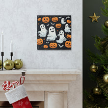 DistinctInk Canvas Wall Art with Spooky Skeleton Pumpkin Patch for Halloween