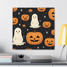 DistinctInk Canvas Wall Art with Spooky Skeleton Pumpkin Patch for Halloween