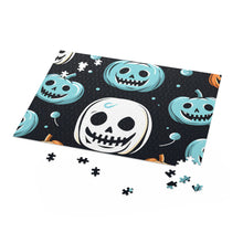 DistinctInk Jigsaw Puzzle with Skele-Ghostly Pumpkin Patch Design for Halloween