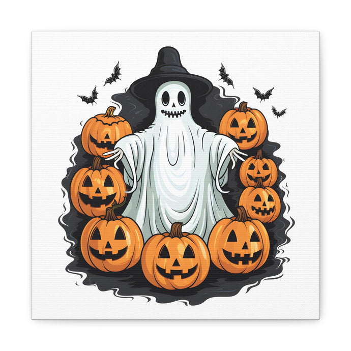 DistinctInk Canvas Wall Art with Ghost Skeleton Pumpkins Pattern for Halloween