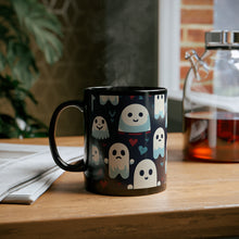 DistinctInk Black Coffee Mug - Skelephants and Ghostly Ghouls for Halloween