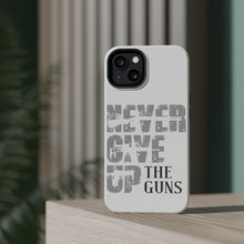 DistinctInk ToughCase for Apple iPhone, Compatible with MagSafe Charging - Never Give Up The Guns