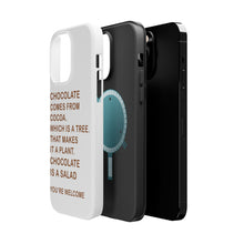 DistinctInk ToughCase for Apple iPhone, Compatible with MagSafe Charging - Chocolate Comes From Cocoa Is A Salad
