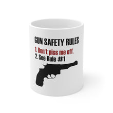 DistinctInk Glossy White Coffee / Tea Mug - Gun Safety Rules, Don't Piss Me Off