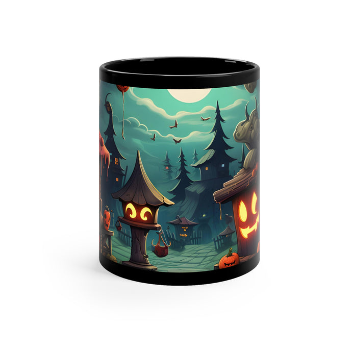DistinctInk Black Coffee Mug - Trick or Treat Fun for Halloween