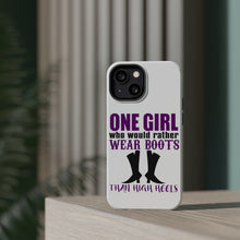 DistinctInk ToughCase for Apple iPhone, Compatible with MagSafe Charging - One Girl Who Would Rather Wear Boots Than Heels
