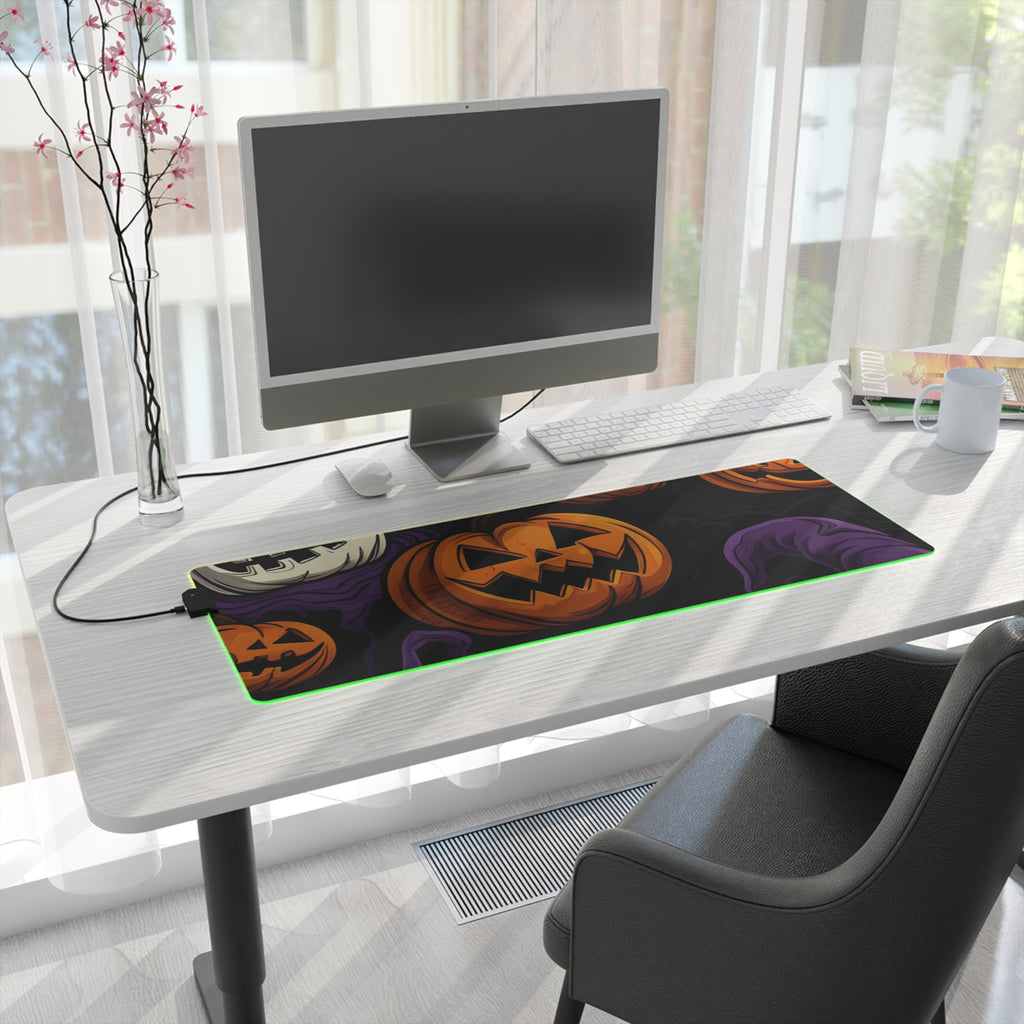 LED Gaming Mouse Pad with "Halloween Haunts and Pumpkin Pals" Design for Halloween, view 22
