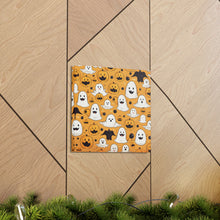 DistinctInk Canvas Wall Art with Ghoulish Bats and Pumpkins for Halloween