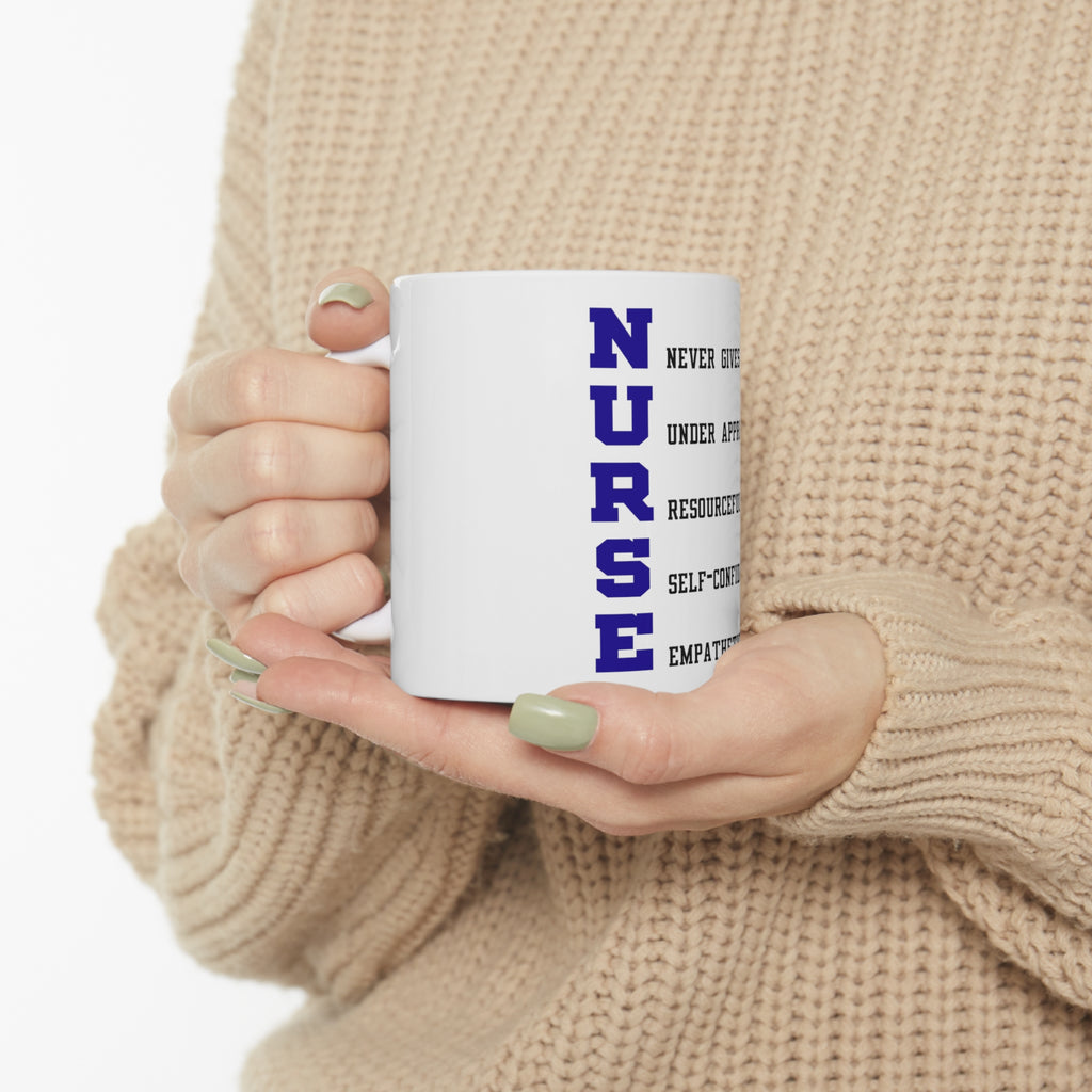 Glossy White Coffee / Tea Mug - Nurse Never Gives Up, view 10