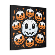 DistinctInk Canvas Wall Art with Ghost Skeleton Cartoon Pumpkin for Halloween