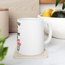 DistinctInk Glossy White Coffee / Tea Mug - I'd Tell You To Go To Hell But I Work There