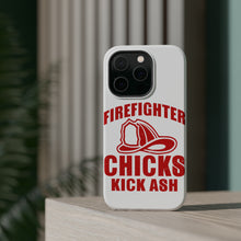 DistinctInk ToughCase for Apple iPhone, Compatible with MagSafe Charging - Firefighter Chicks Kick ASH