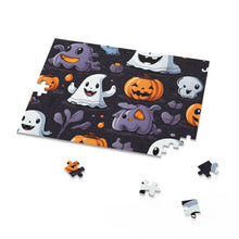 DistinctInk Jigsaw Puzzle with Spooky Bat-o-lanterns Design for Halloween