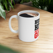 DistinctInk Glossy White Coffee / Tea Mug - Hustle Hit Never Quit Volleyball