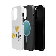 DistinctInk ToughCase for Apple iPhone, Compatible with MagSafe Charging - I Am 49 + 1 Middle Finger