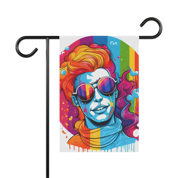 DistinctInk Garden & House Banner Flag with Leading with Courage and Grace Design for LGBTQ+ Pride