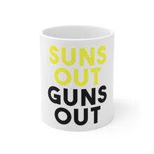DistinctInk Glossy White Coffee / Tea Mug - Suns Out, Guns Out
