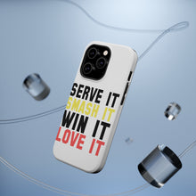 DistinctInk ToughCase for Apple iPhone, Compatible with MagSafe Charging - Serve It Smash It Win It Love It Tennis