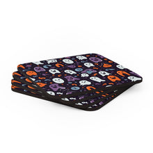 DistinctInk (Set of 4) Corkwood Coasters with Skeletal Ghostly PumpkinsDesign for Halloween