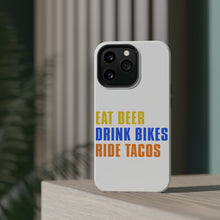 DistinctInk ToughCase for Apple iPhone, Compatible with MagSafe Charging - Eat Beer Drink Bikes Ride Tacos