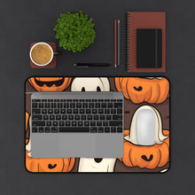 DistinctInk Desk Mat with Haunted Skeleton Pumpkin Patch Design for Halloween
