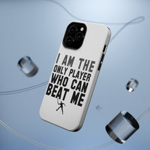 DistinctInk ToughCase for Apple iPhone, Compatible with MagSafe Charging - I Am The Only Player Who Can Beat Me Tennis