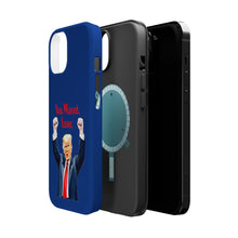 Dual Layer Tough Case for Apple iPhone, Compatible with MagSafe - Trump ‘You Missed, Loser’ Design & Blue Background