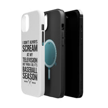 DistinctInk ToughCase for Apple iPhone, Compatible with MagSafe Charging - Baseball Season Scream at my TV
