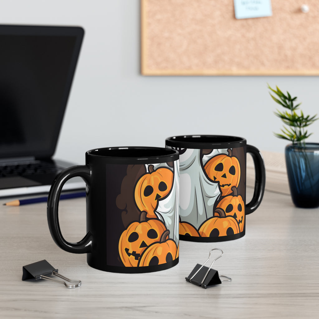 Black Coffee Mug - "Spooky Skeleton Pumpkins" for Halloween, view 5