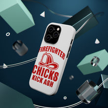 DistinctInk ToughCase for Apple iPhone, Compatible with MagSafe Charging - Firefighter Chicks Kick ASH