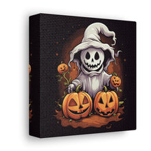 DistinctInk Canvas Wall Art with Trick or Treat Ghost-O-Lantern for Halloween