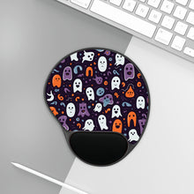 DistinctInk Mouse Pad with Wrist Rest  with Skeletal Ghostly Pumpkins Design for Halloween