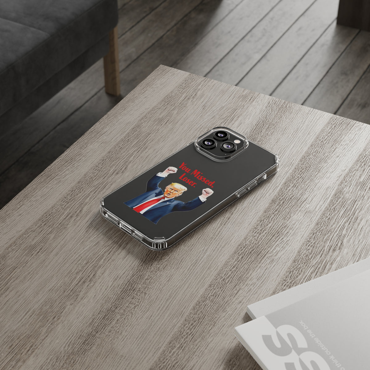 Clear Case for Apple iPhone or Samsung Galaxy - Trump "You Missed, Loser" Cartoon Design, view 32