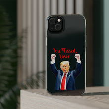 DistinctInk Clear Case for Apple iPhone or Samsung Galaxy - Trump "You Missed, Loser" Cartoon Design