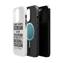 DistinctInk ToughCase for Apple iPhone, Compatible with MagSafe Charging - Baseball Season Scream at my TV