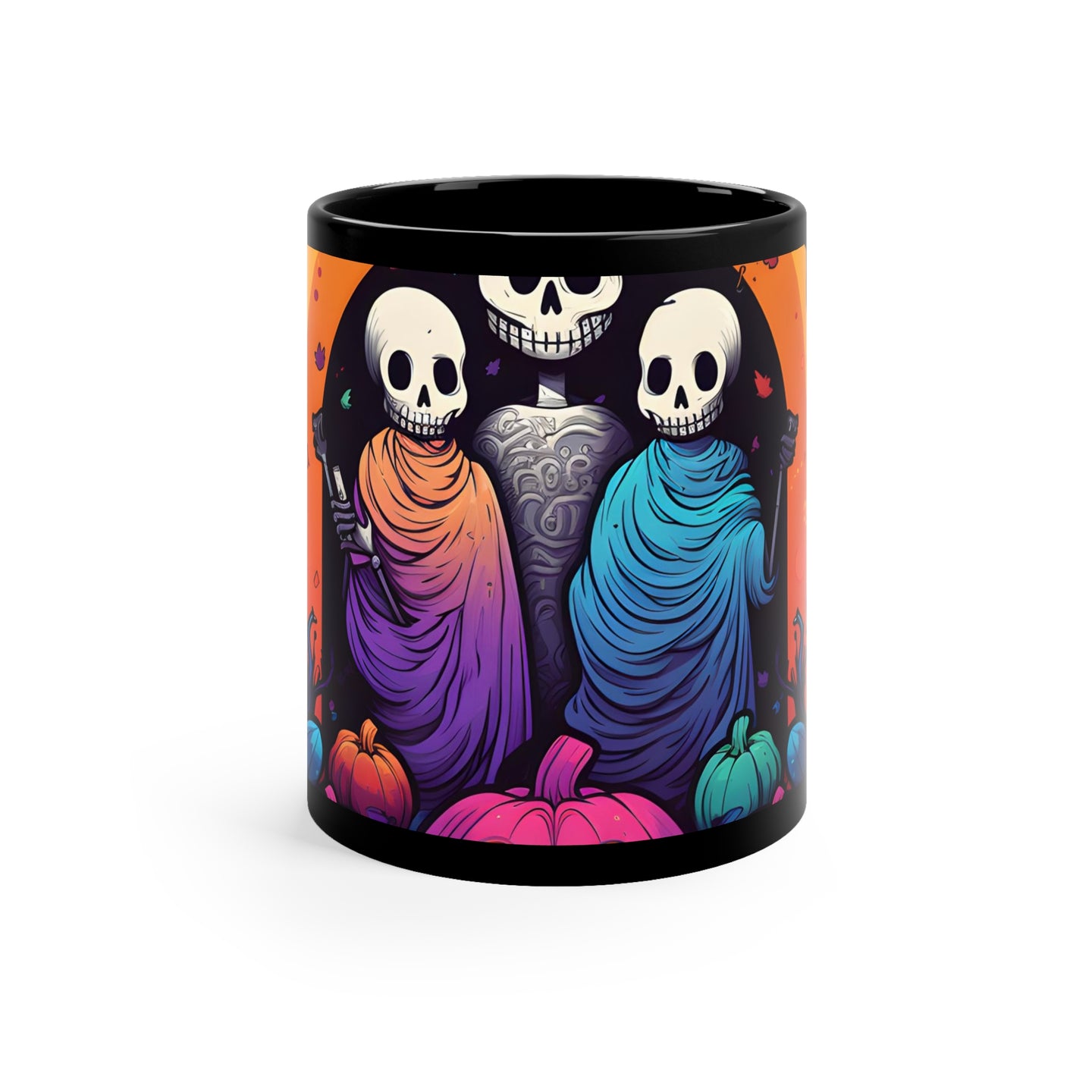 DistinctInk Black Coffee Mug - The Paths We Choose for Halloween LGBTQ+ Pride