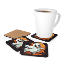 DistinctInk (Set of 4) Corkwood Coasters with Silly Specter SpritesDesign for Halloween