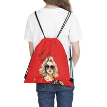DistinctInk Drawstring Bag Backpack What Time Is Taylor's Game? design