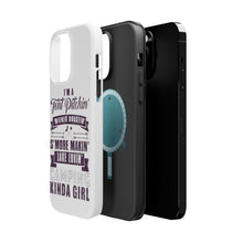 DistinctInk ToughCase for Apple iPhone, Compatible with MagSafe Charging - Tent Pitchin Weiner Roastin S'More Camping Girl