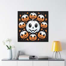 DistinctInk Canvas Wall Art with Ghost Skeleton Cartoon Pumpkin for Halloween