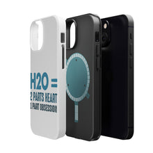 DistinctInk ToughCase for Apple iPhone, Compatible with MagSafe Charging - H20 = 2 Parts Heart 1 Part Obsession