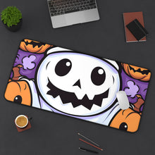 DistinctInk Desk Mat with Ghost Skeleton Pumpkins Design for Halloween