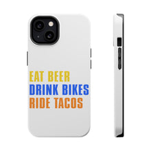 DistinctInk ToughCase for Apple iPhone, Compatible with MagSafe Charging - Eat Beer Drink Bikes Ride Tacos