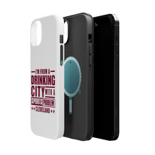 DistinctInk ToughCase for Apple iPhone, Compatible with MagSafe Charging - Cleveland Drinking City Sports Problem