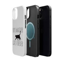 DistinctInk ToughCase for Apple iPhone, Compatible with MagSafe Charging - Boys Whatever, Cats Forever