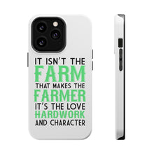 DistinctInk ToughCase for Apple iPhone, Compatible with MagSafe Charging - Hard Work & Character Make the Farmer