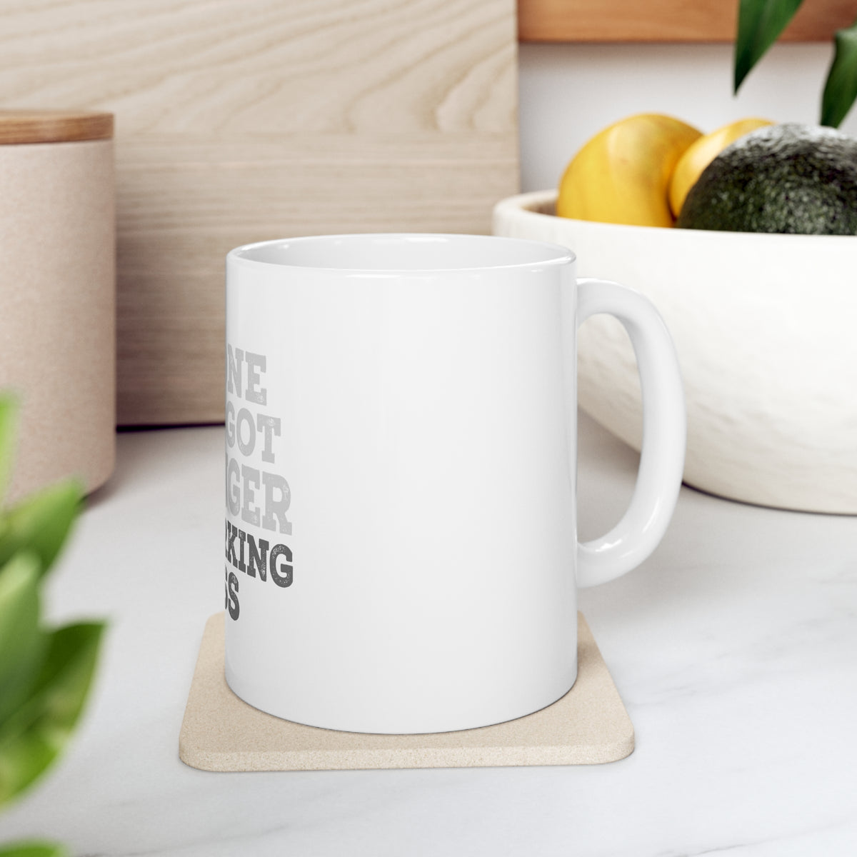 Glossy White Coffee / Tea Mug - No One Ever Got Stronger Working Less, view 7